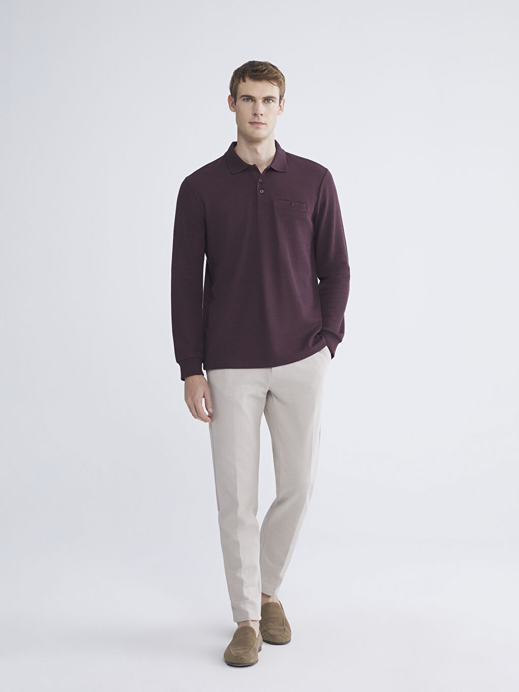 Mürdüm Polo Yaka Uzun Kollu Erkek Sweatshirt-1