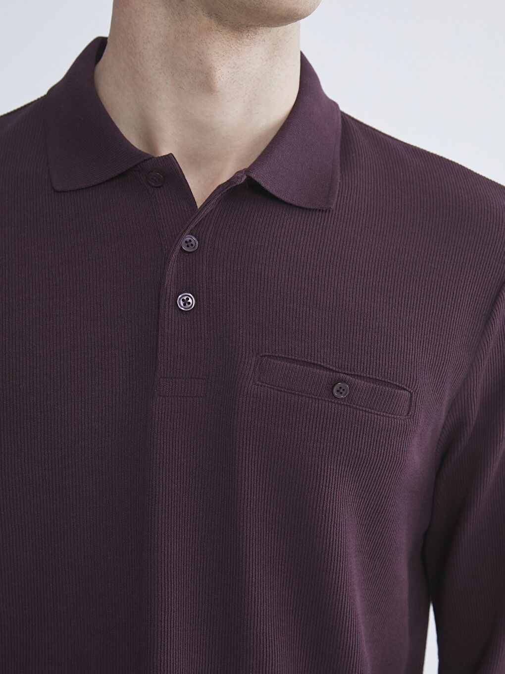 Mürdüm Polo Yaka Uzun Kollu Erkek Sweatshirt-2