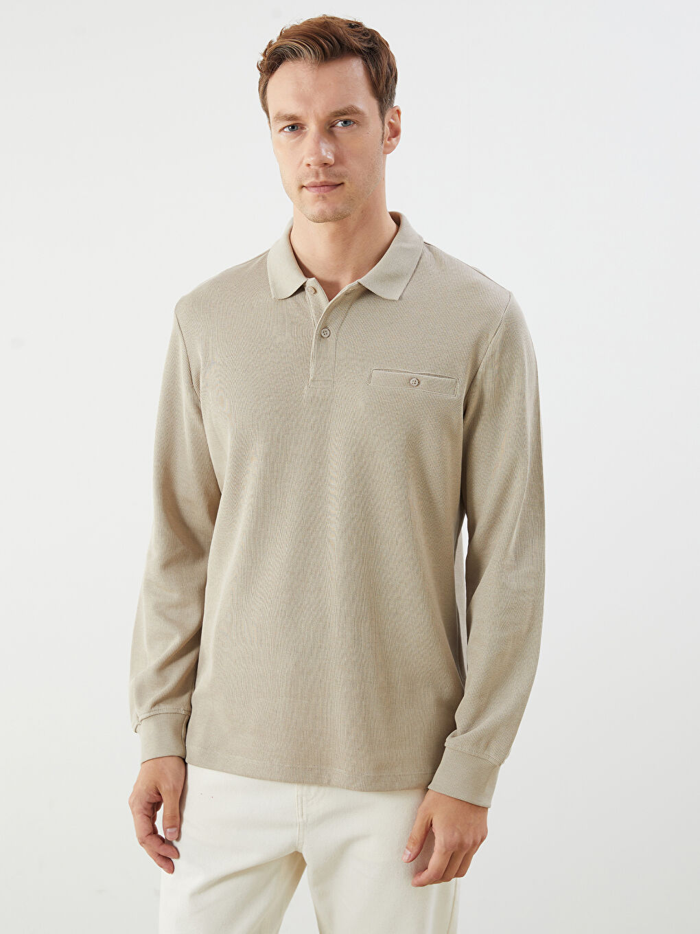 LCWAIKIKI Classic Polo Neck Long Sleeve Men's Sweatshirt -W54532Z8-DHA
