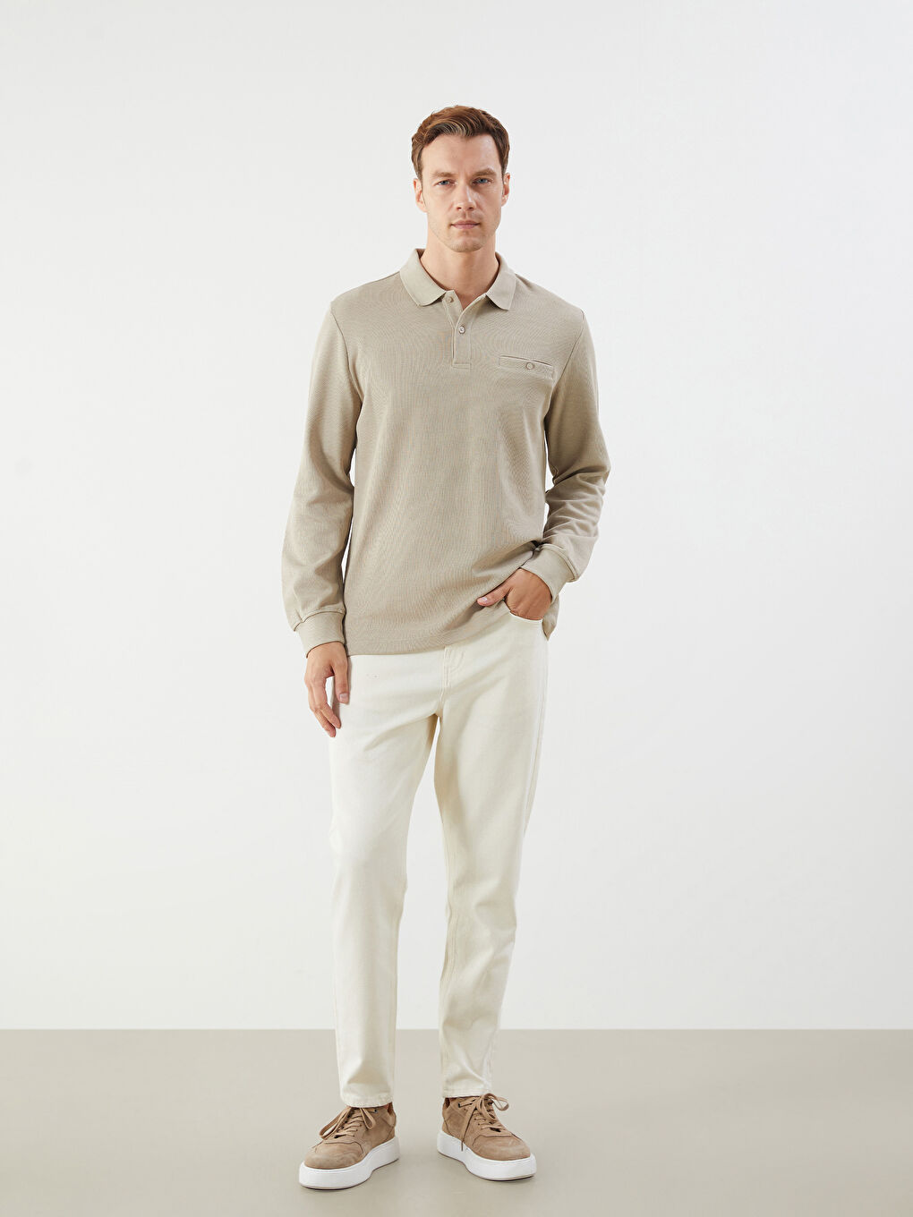 LCWAIKIKI Classic Polo Neck Long Sleeve Men's Sweatshirt -W54532Z8-DHA