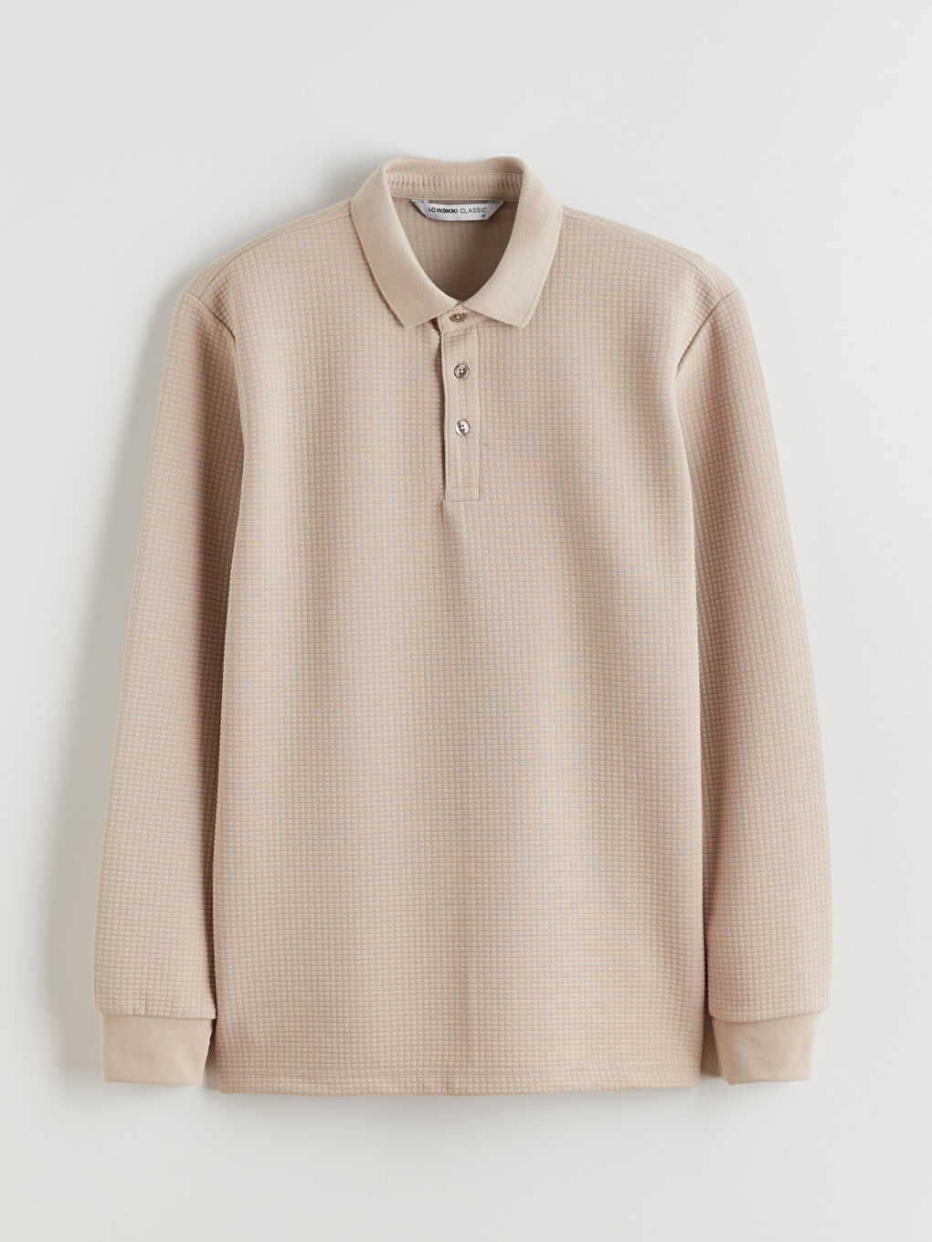 Bej Polo Yaka Erkek Sweatshirt-4