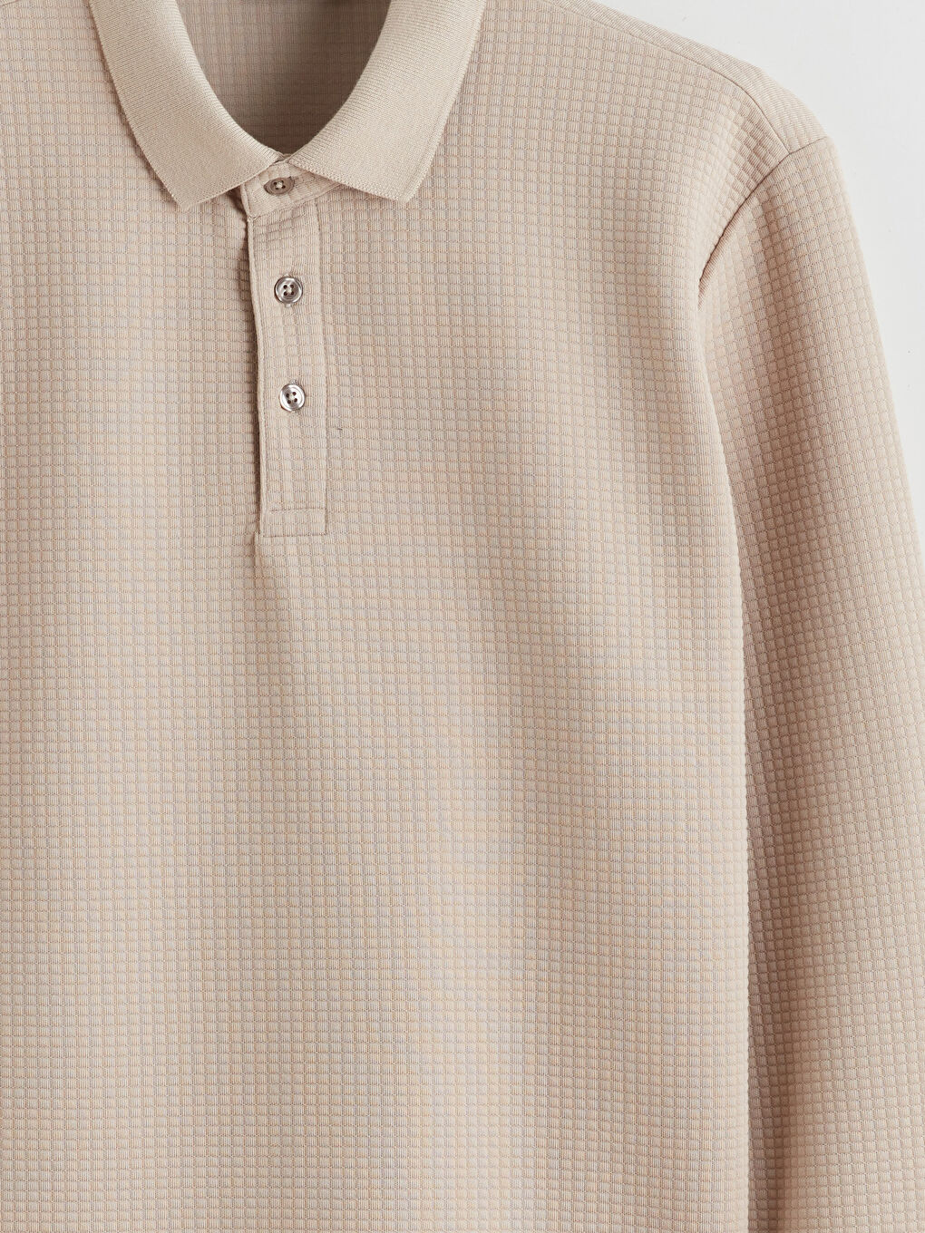 Bej Polo Yaka Erkek Sweatshirt-5