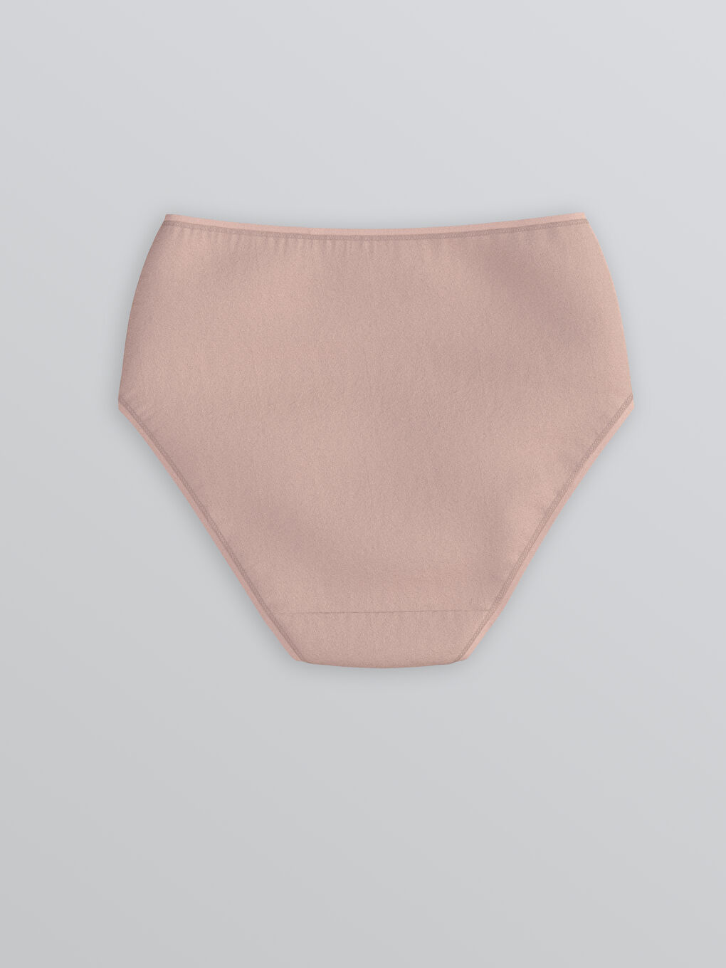 Bej Yüksek Bel Düz Klasik Külot-1