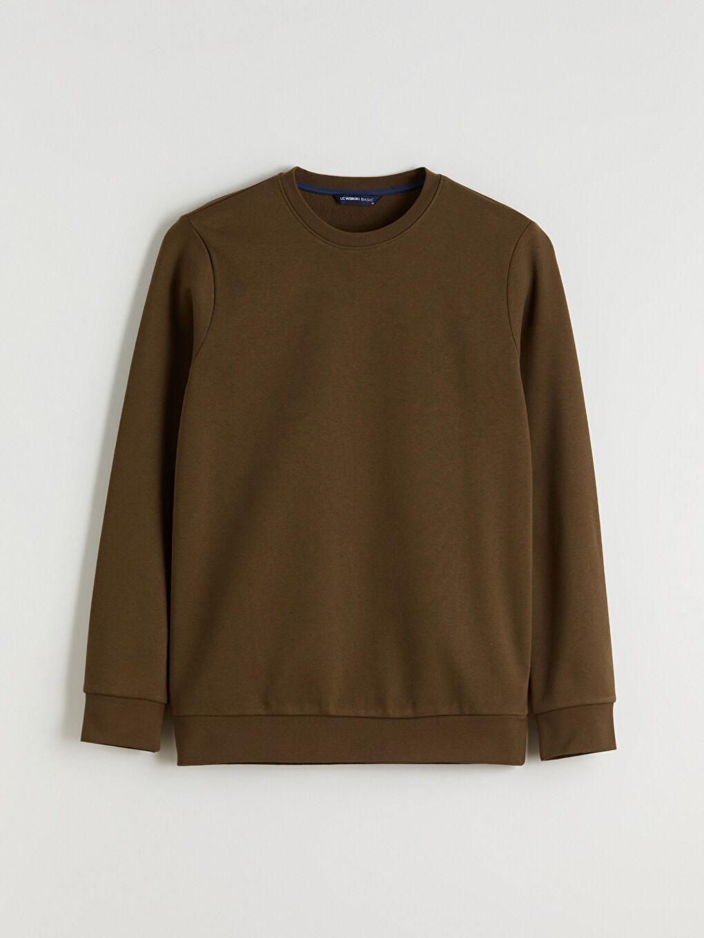 Kahverengi Bisiklet Yaka Erkek Kalın Sweatshirt-4