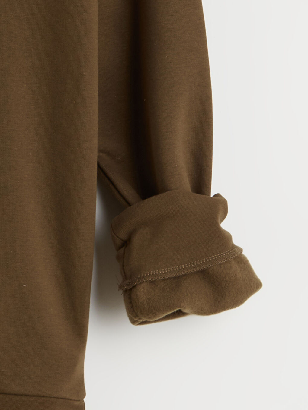 Kahverengi Bisiklet Yaka Erkek Kalın Sweatshirt-5