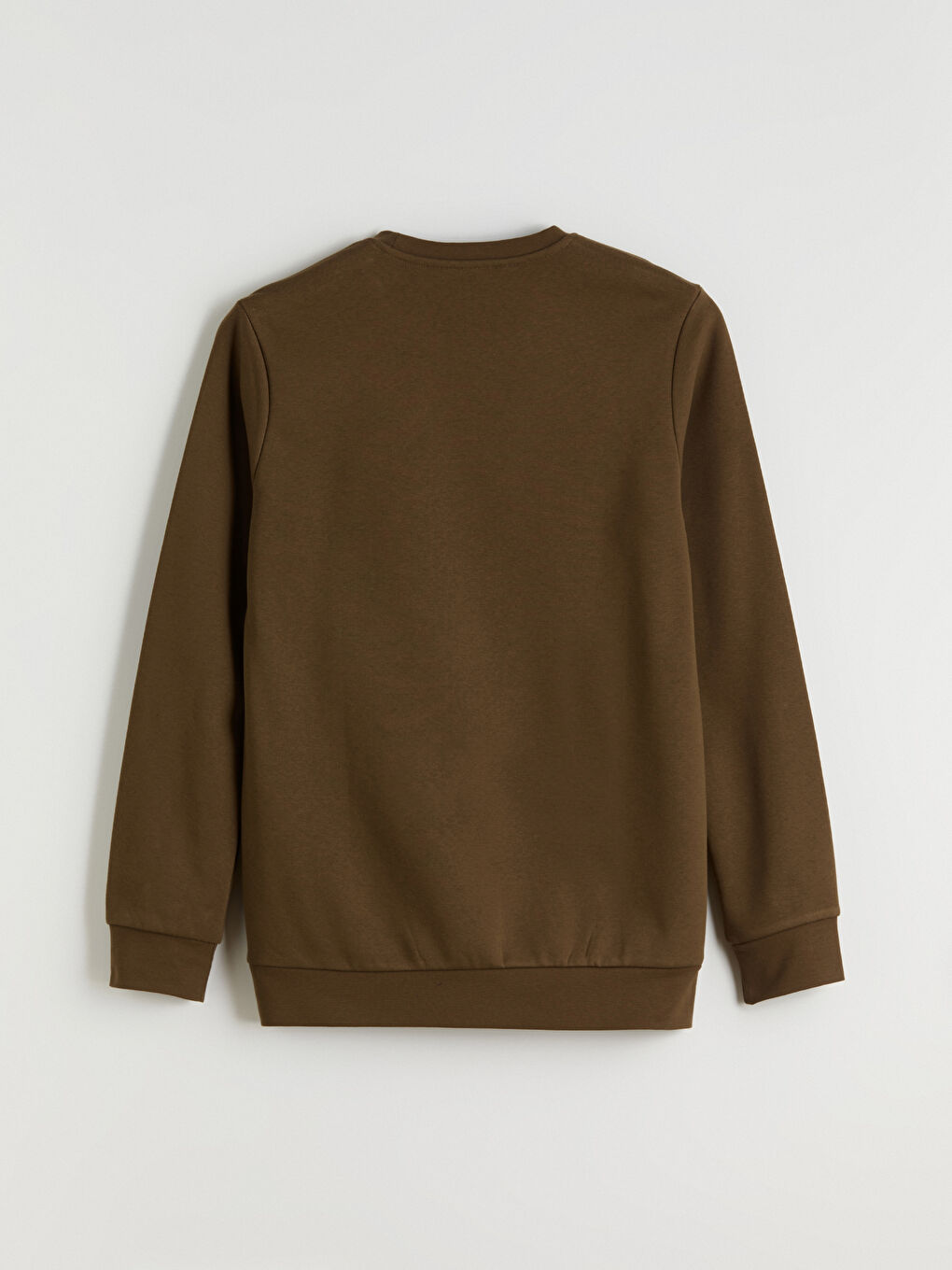 Kahverengi Bisiklet Yaka Erkek Kalın Sweatshirt-6