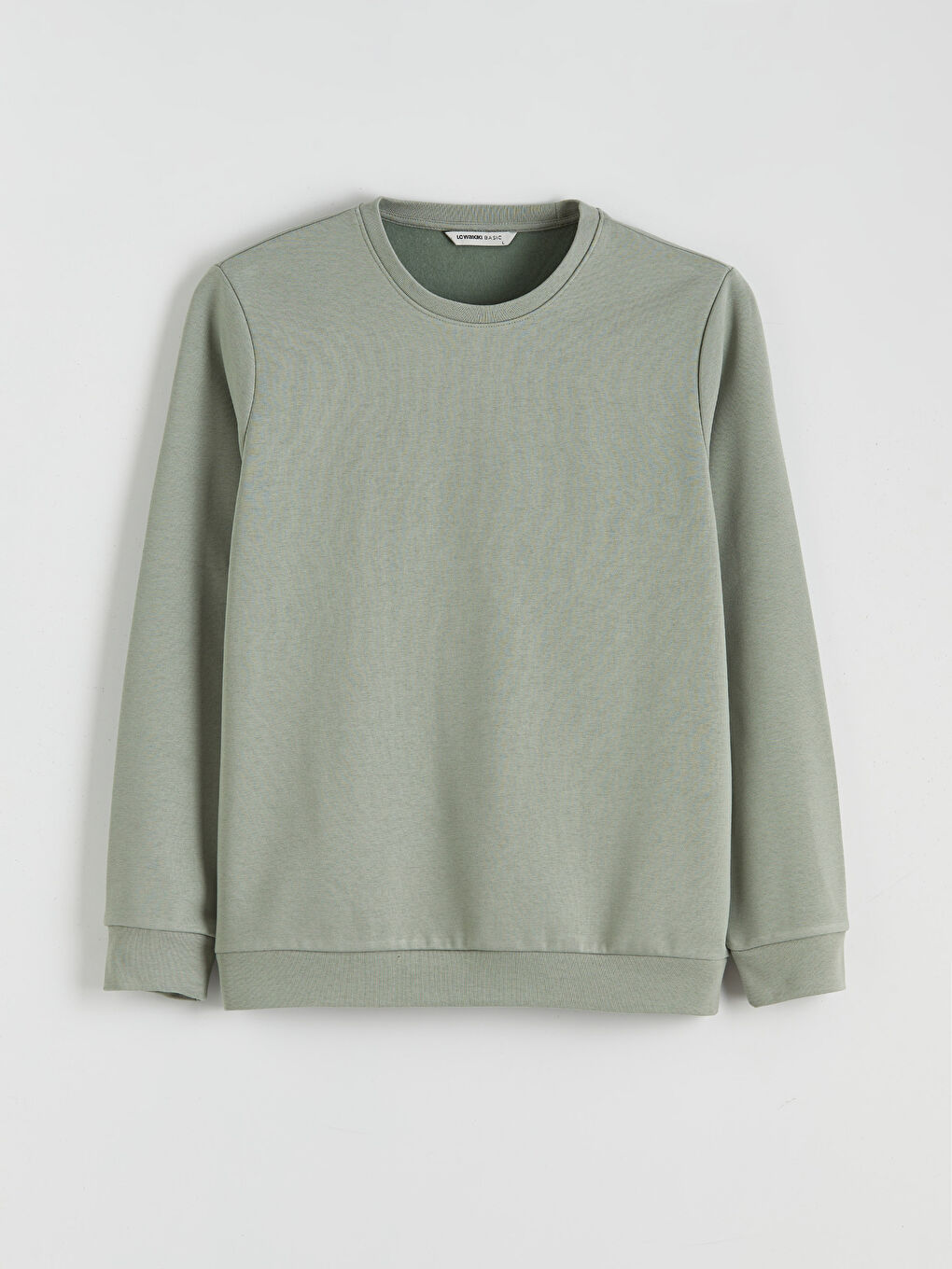 Yeşil Bisiklet Yaka Erkek Kalın Sweatshirt-4