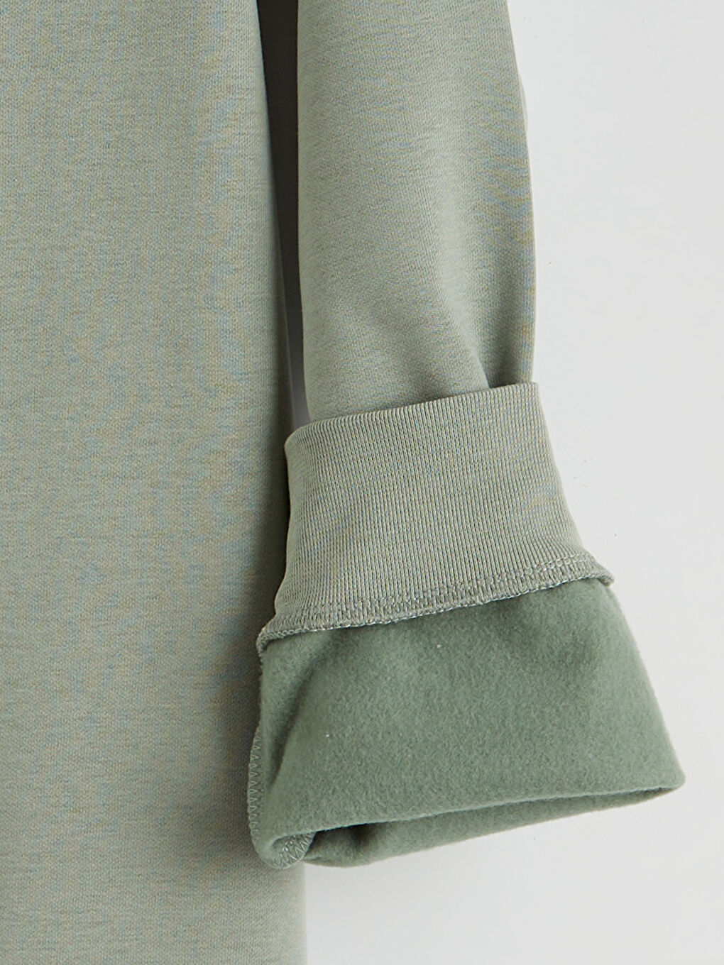 Yeşil Bisiklet Yaka Erkek Kalın Sweatshirt-5