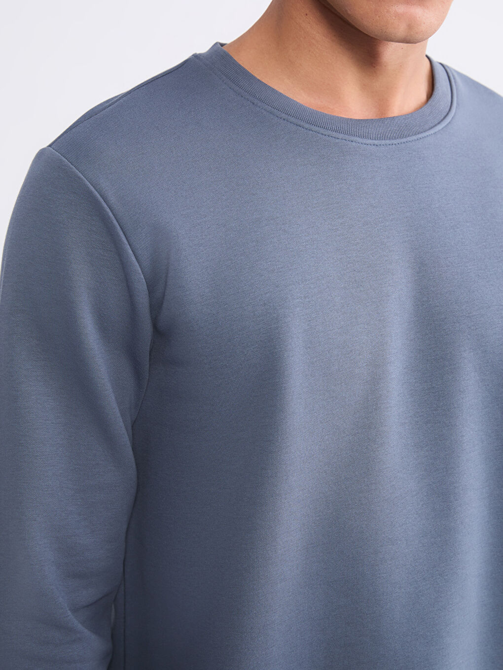 İndigo Bisiklet Yaka Erkek Kalın Sweatshirt-2