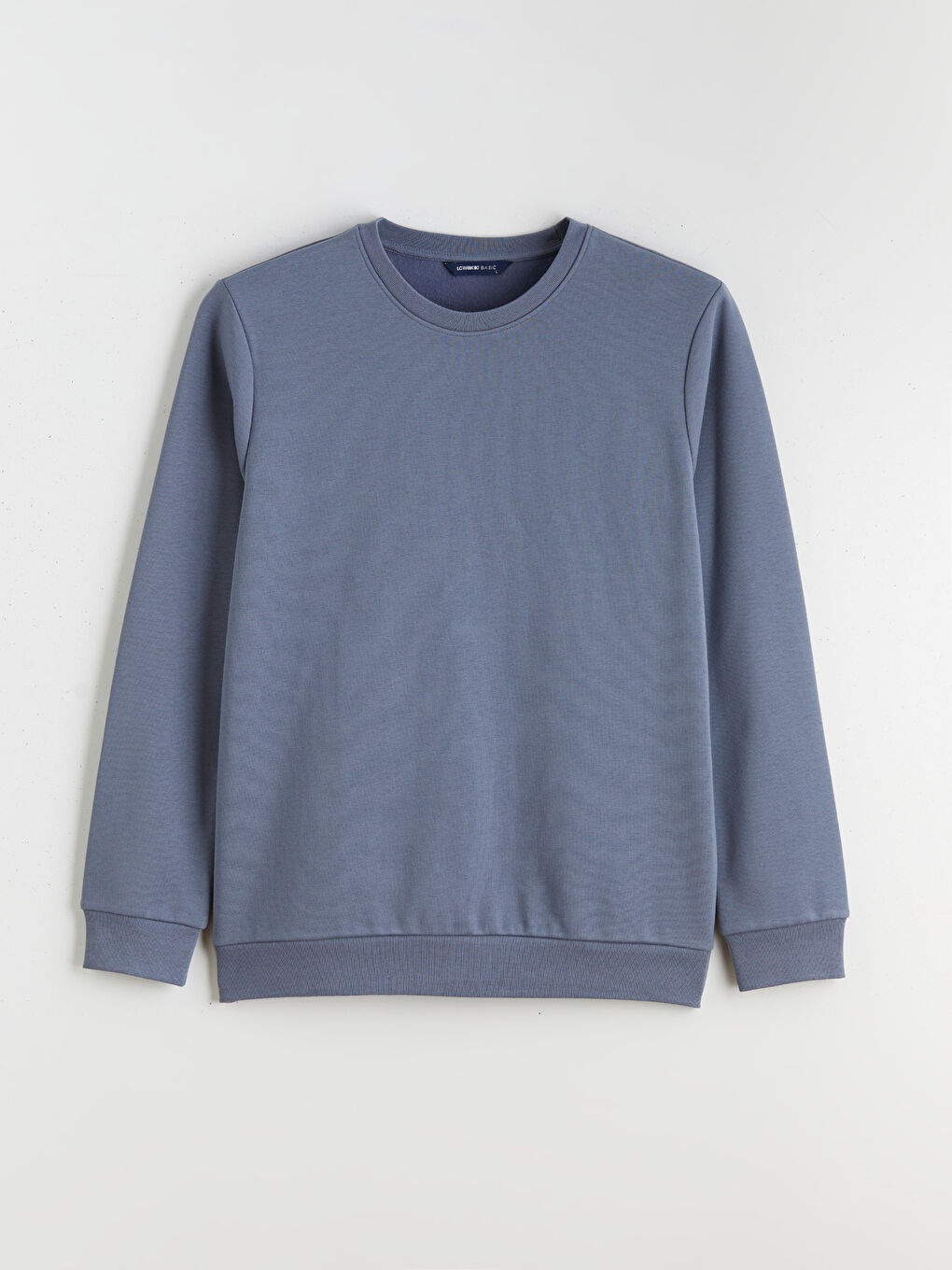 İndigo Bisiklet Yaka Erkek Kalın Sweatshirt-4