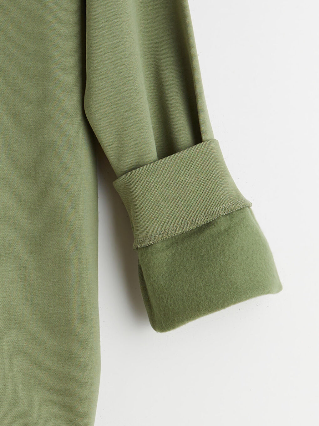 Haki Bisiklet Yaka Erkek Kalın Sweatshirt-5