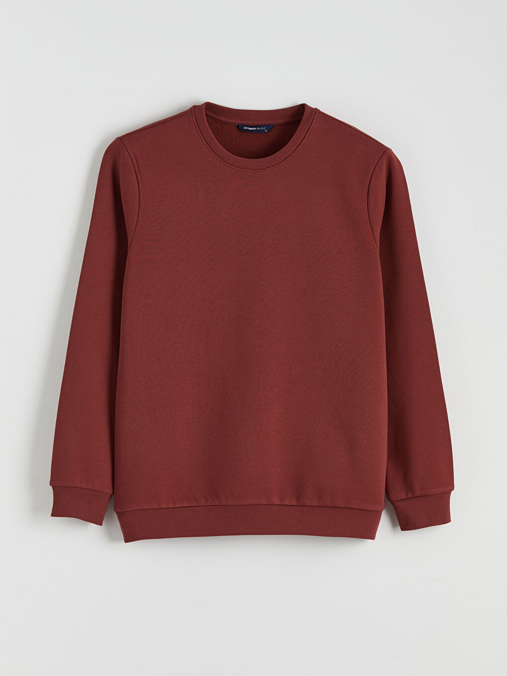 Bordo Bisiklet Yaka Erkek Kalın Sweatshirt-4