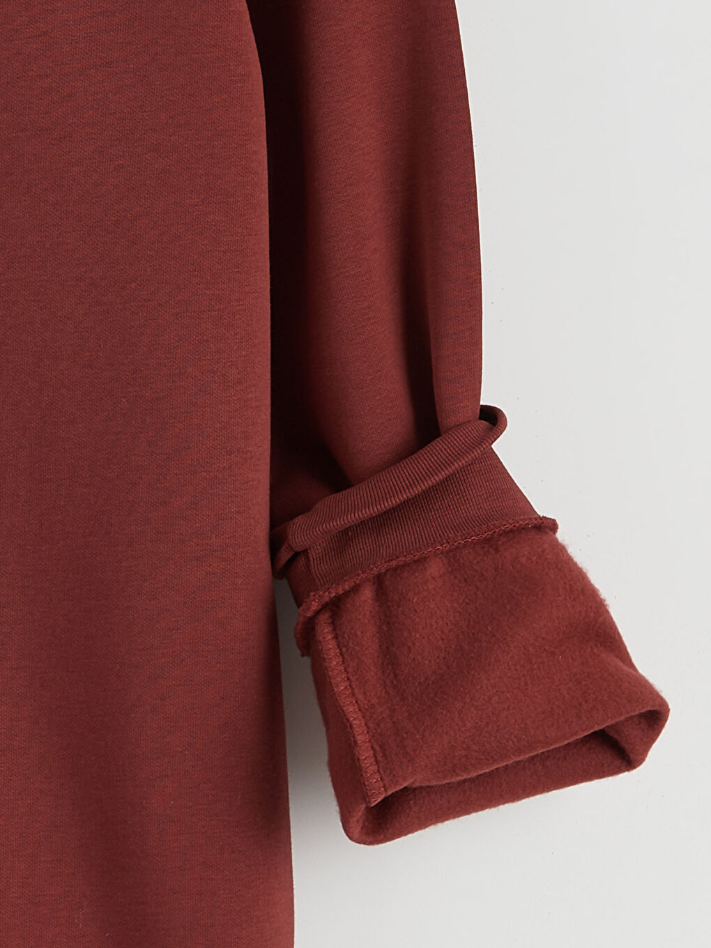 Bordo Bisiklet Yaka Erkek Kalın Sweatshirt-5