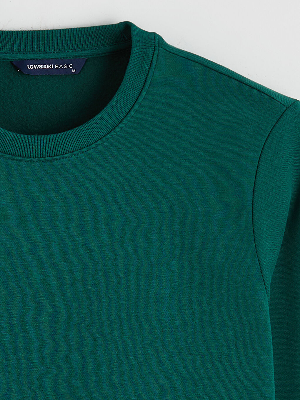 Yeşil Bisiklet Yaka Erkek Kalın Sweatshirt-5