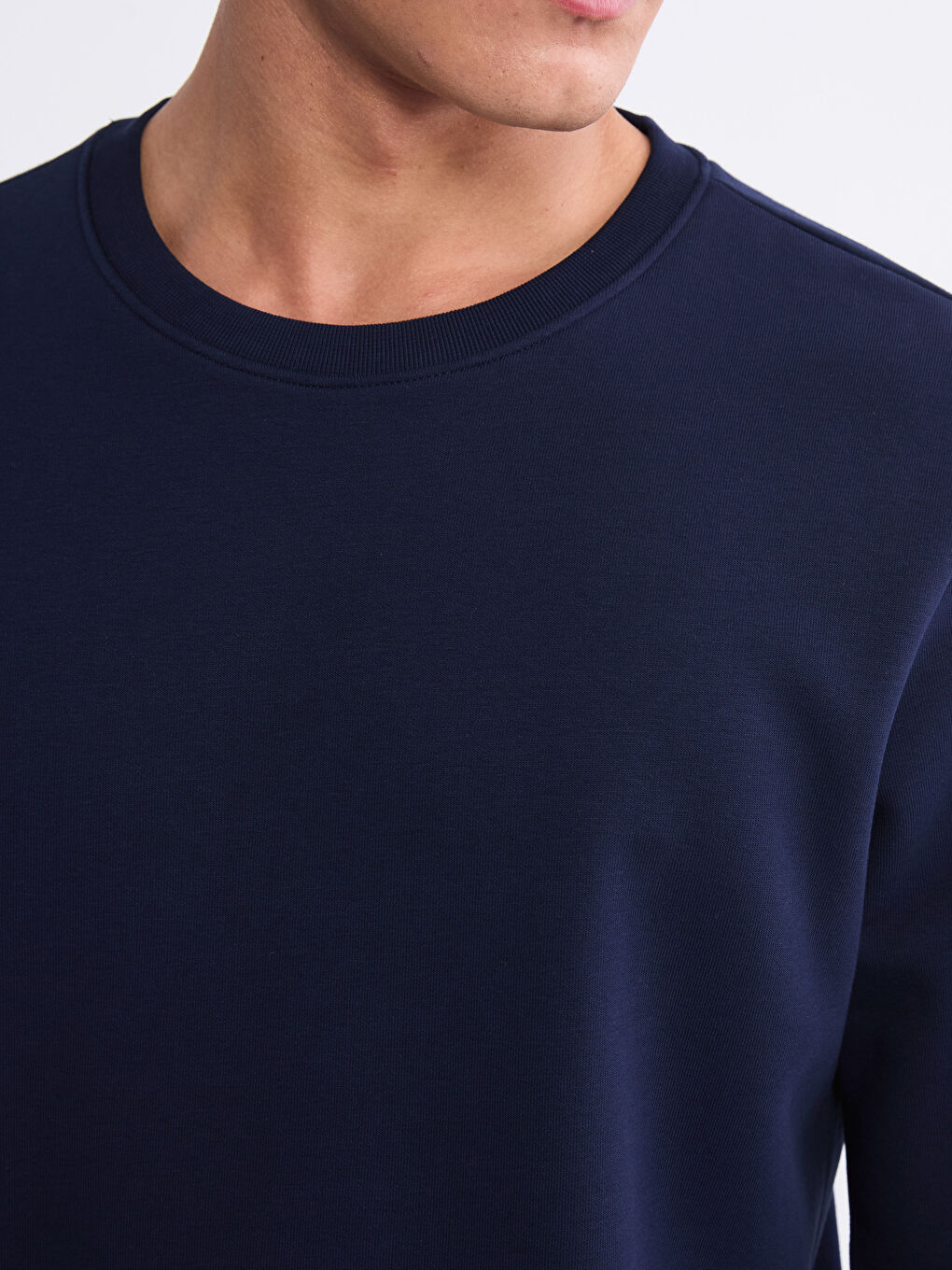 Lacivert Bisiklet Yaka Erkek Kalın Sweatshirt-2