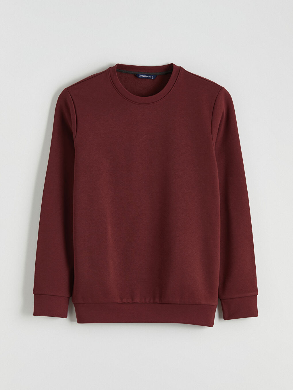 Bordo Bisiklet Yaka Erkek Kalın Sweatshirt-4