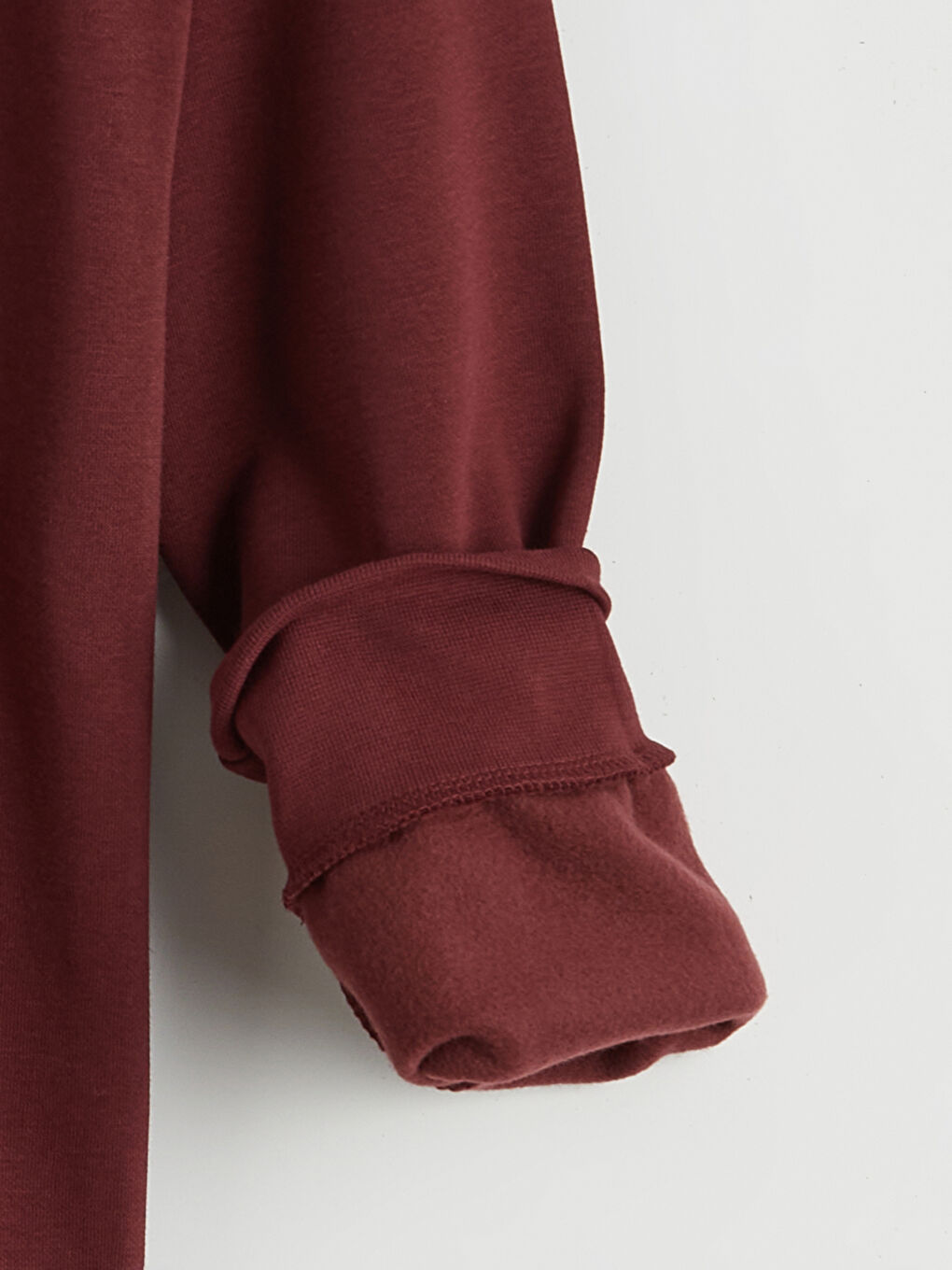 Bordo Bisiklet Yaka Erkek Kalın Sweatshirt-5