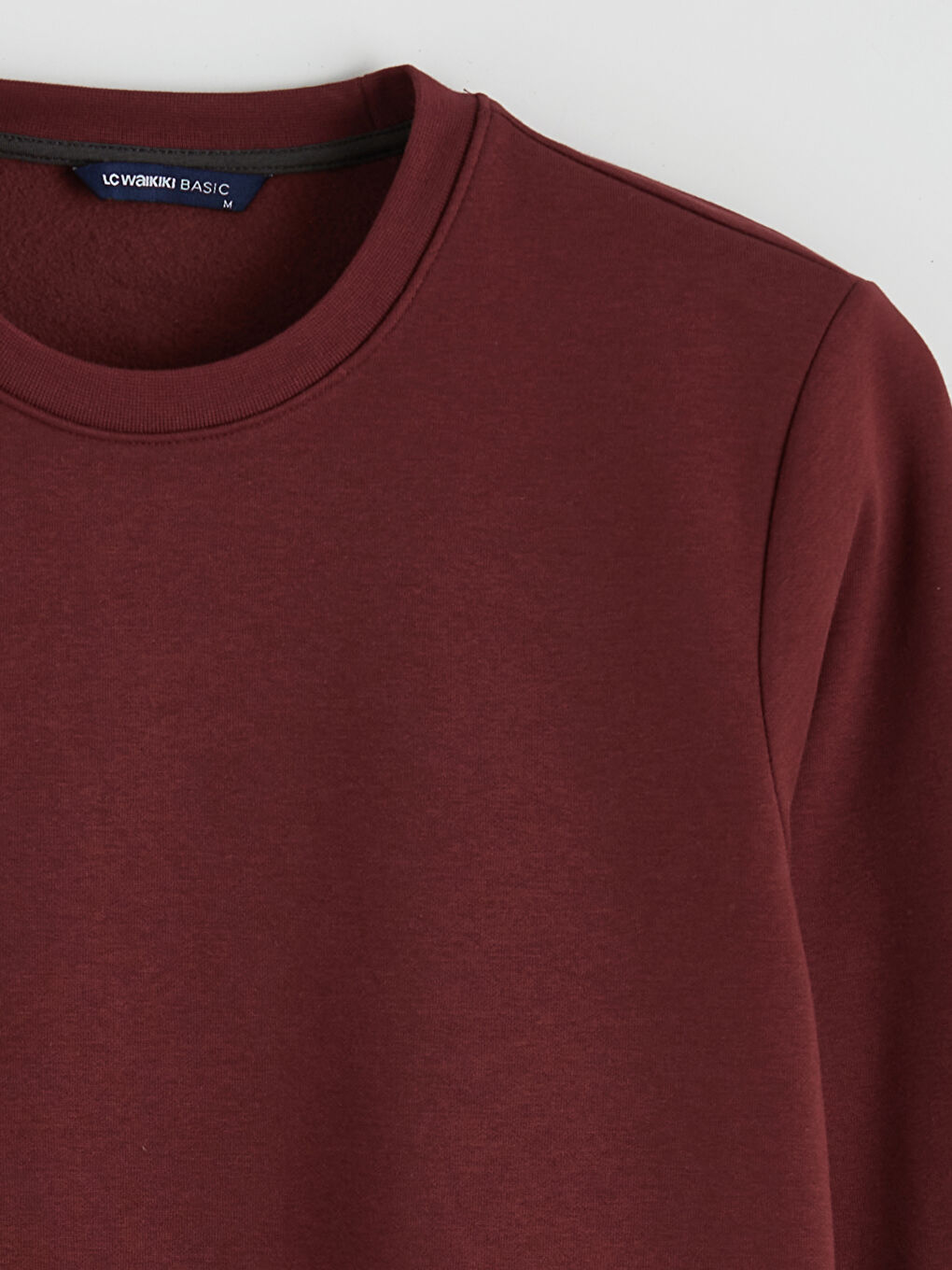 Bordo Bisiklet Yaka Erkek Kalın Sweatshirt-6