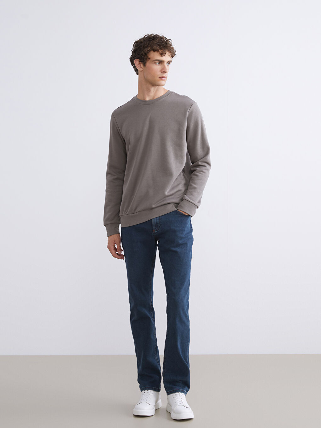 Crew Neck Men's Thick Sweatshirt-1