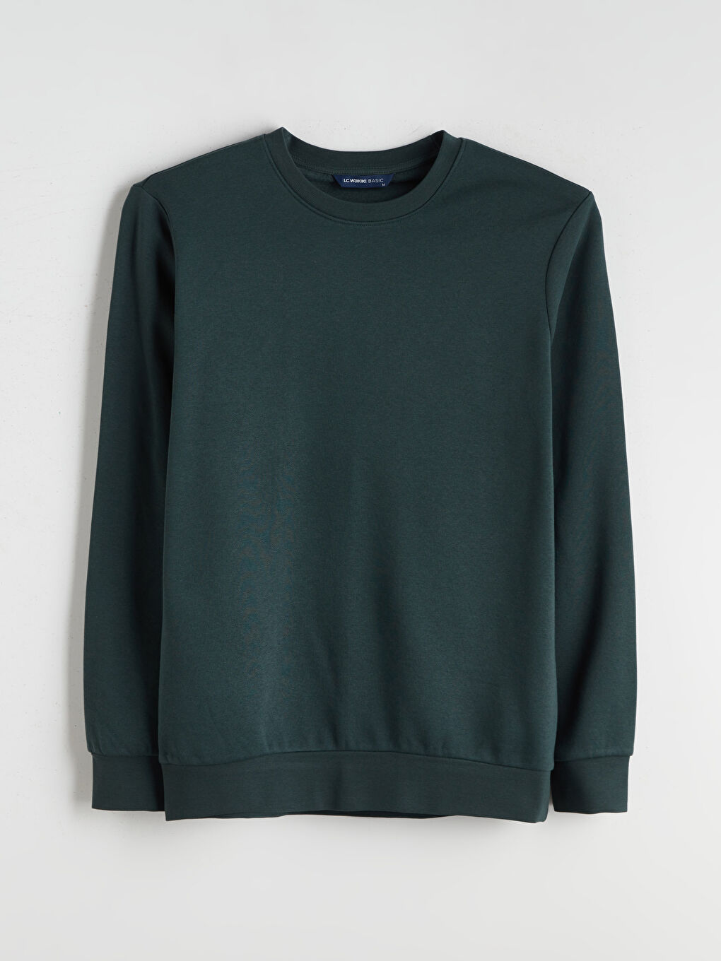 Yeşil Bisiklet Yaka Erkek Kalın Sweatshirt-4