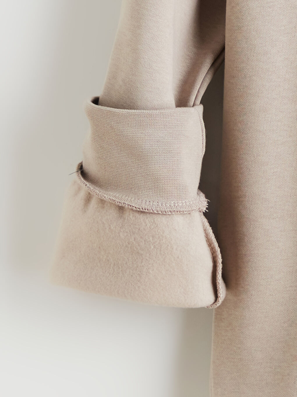 Bej Bisiklet Yaka Erkek Kalın Sweatshirt-5