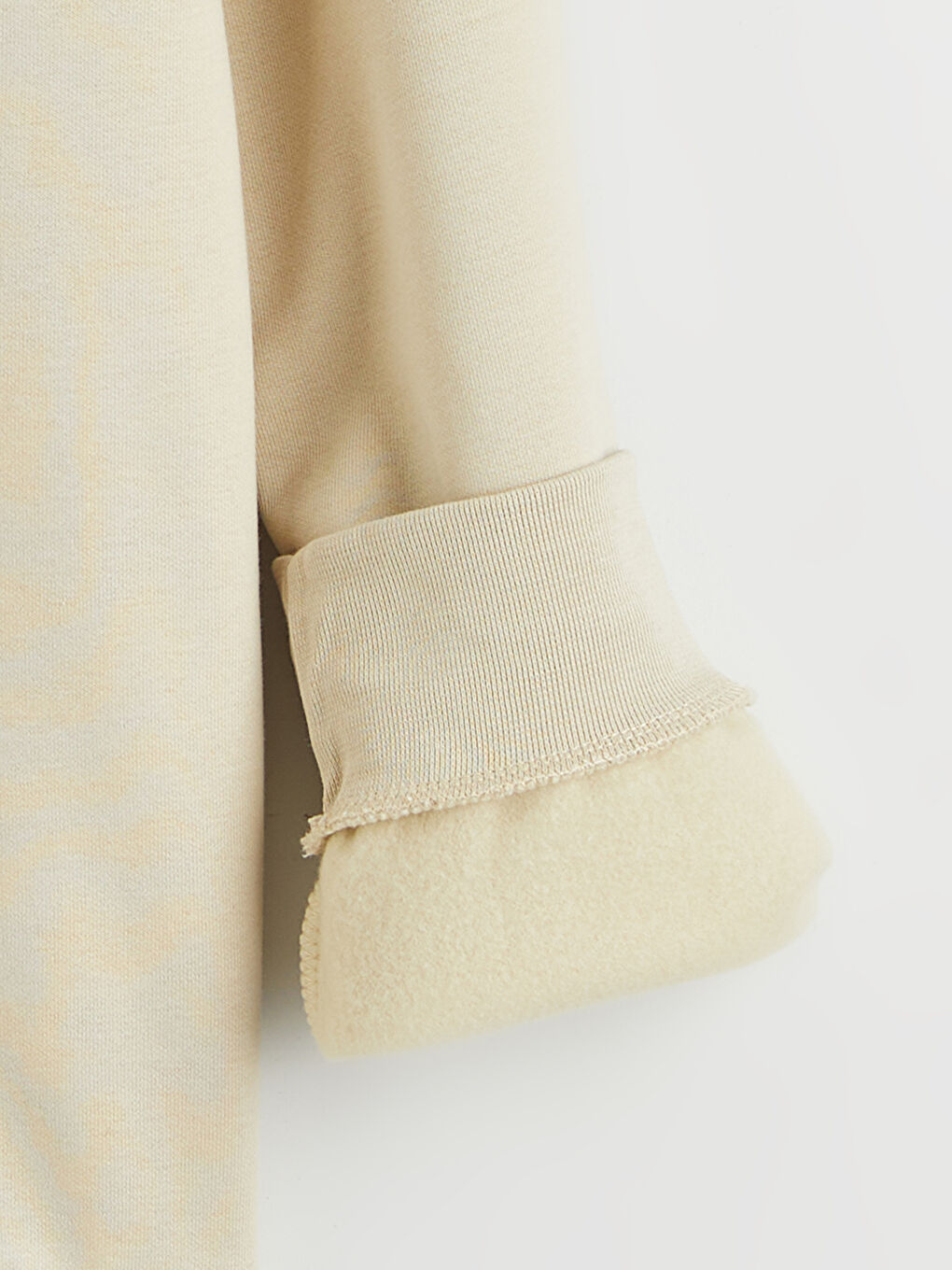 Bej Bisiklet Yaka Erkek Kalın Sweatshirt-5