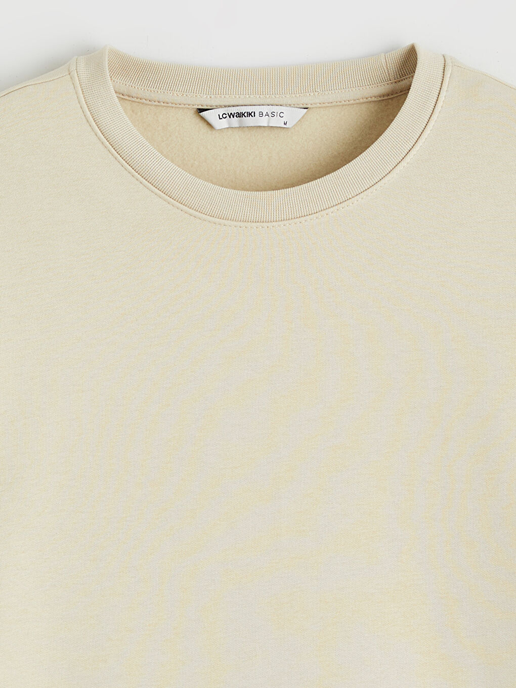 Bej Bisiklet Yaka Erkek Kalın Sweatshirt-6