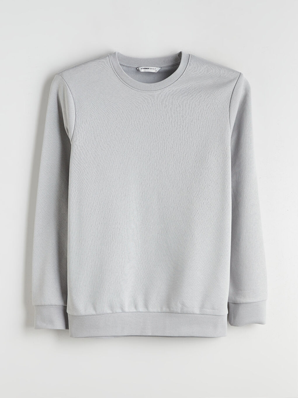 Gri Bisiklet Yaka Erkek Kalın Sweatshirt-4