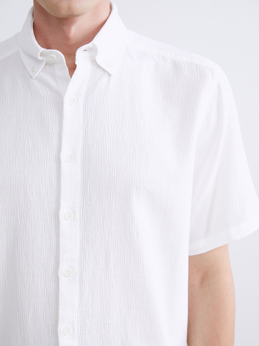 Chemise Pour Hommes Coupe Régulière À Manches Courtes En Tissu Dobby-2
