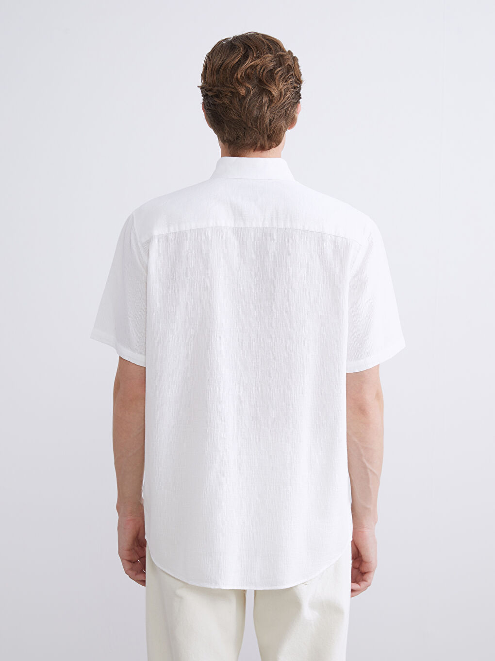 Chemise Pour Hommes Coupe Régulière À Manches Courtes En Tissu Dobby-3