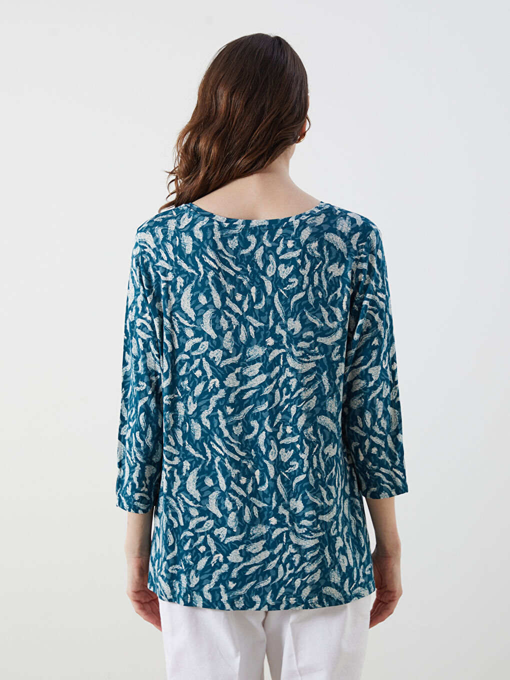 LCW Grace V-Neck Patterned Blouse -W54560Z8-LSY