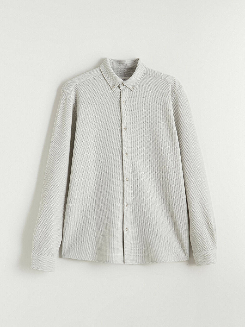 Bej Slim Fit Uzun Kollu Erkek Dokulu Gömlek-4