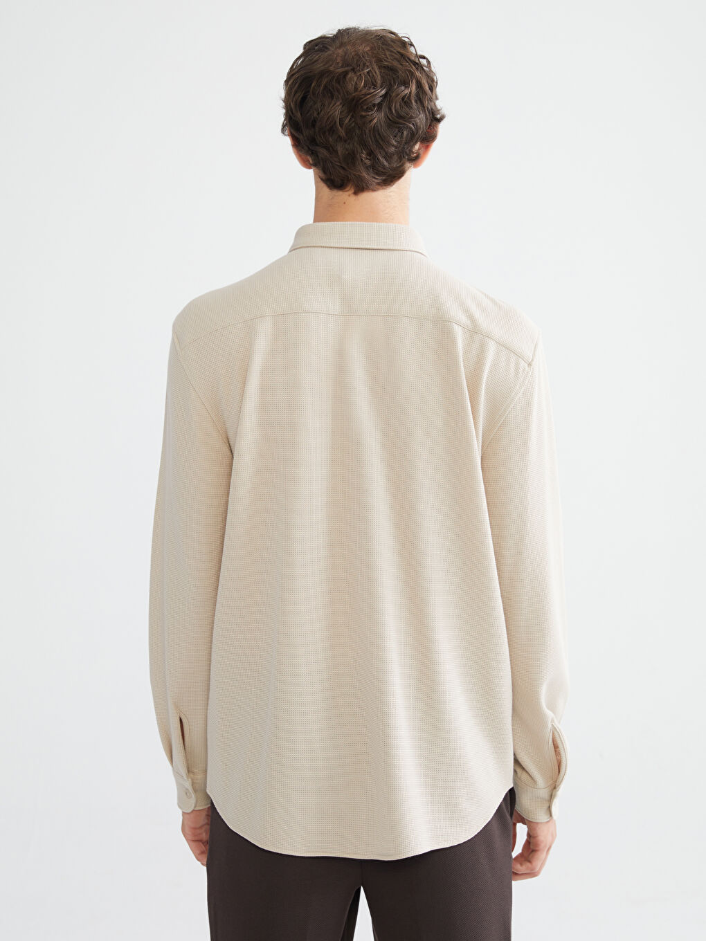 Slim Fit Long Sleeve Men's Textured Shirt-3
