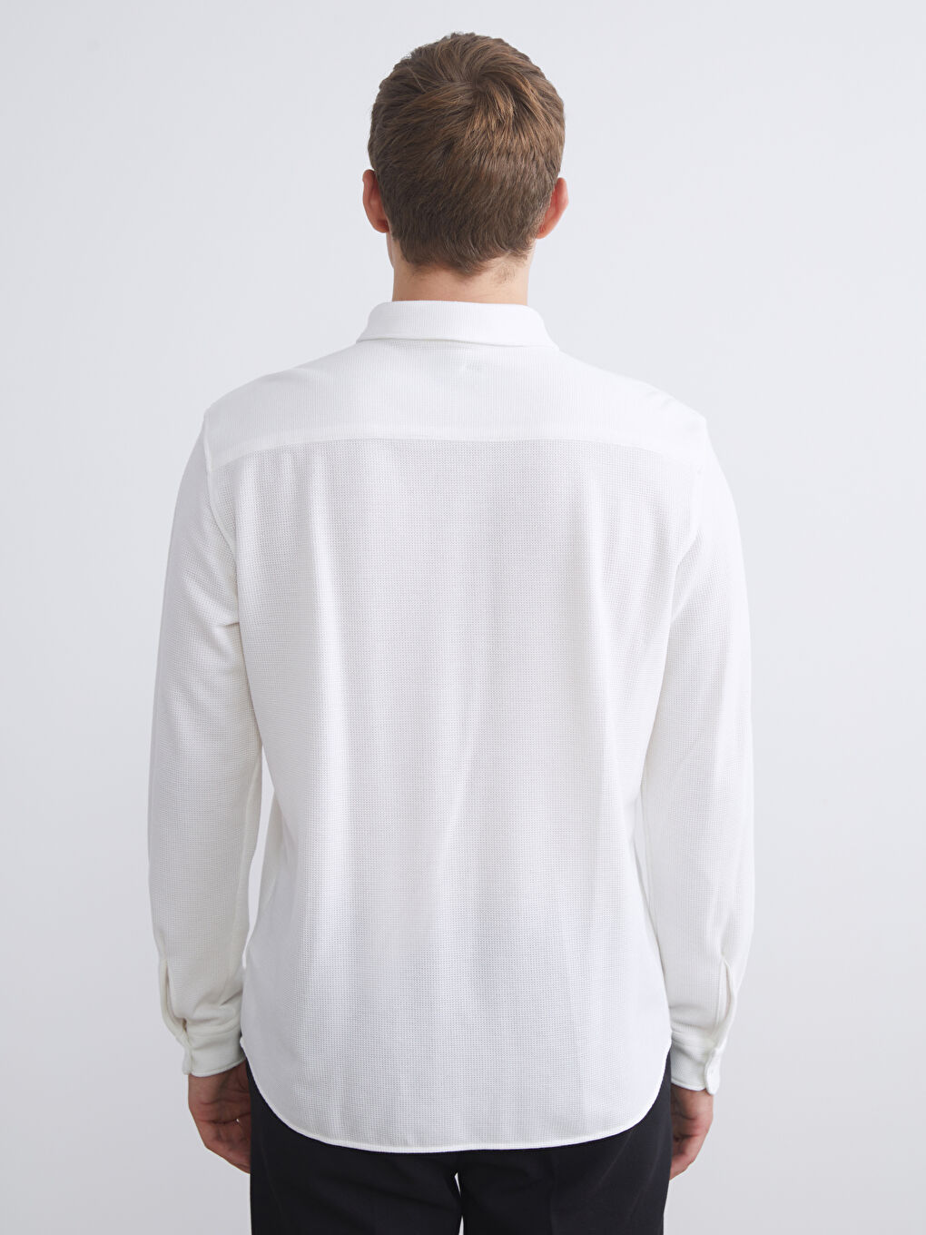 Slim Fit Long Sleeve Men's Textured Shirt-6