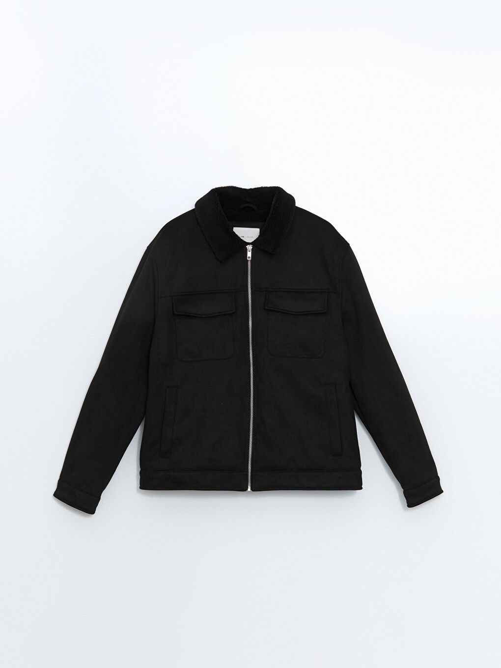 Slim Fit Collared Neck Suede Men's Coat-5