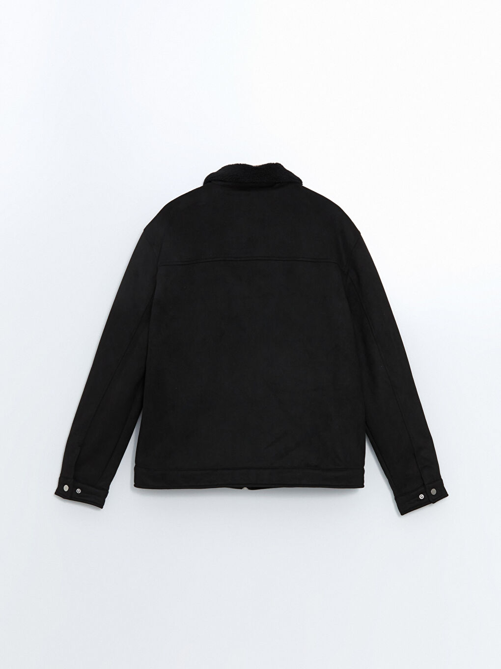 Slim Fit Collared Neck Suede Men's Coat-7