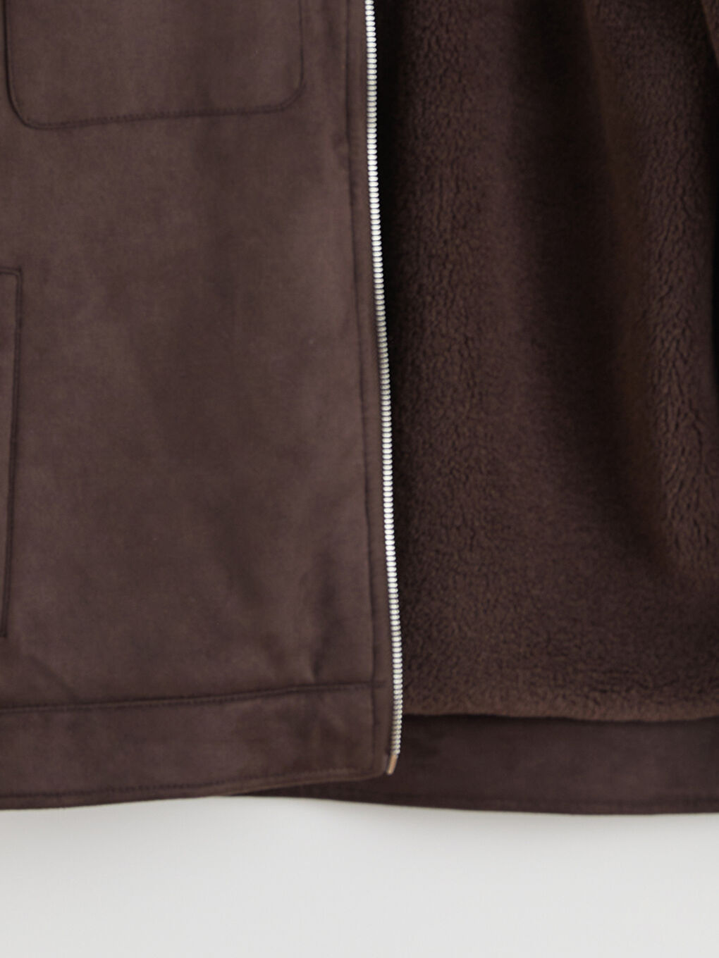 معطف رجالي سليم فيت بياقة الفرو جلد سويد-6