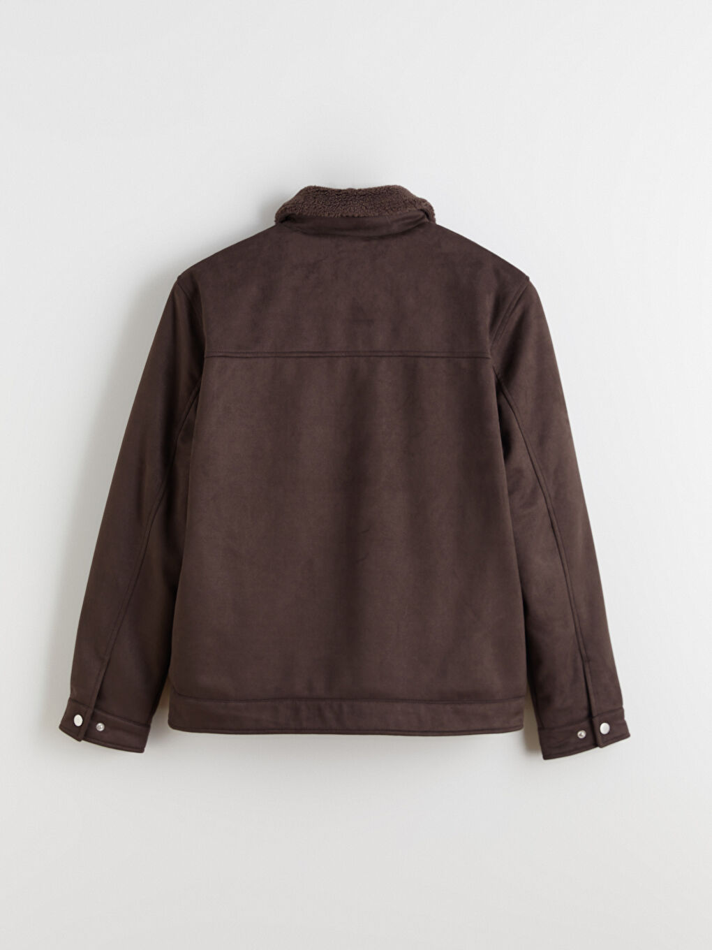 معطف رجالي سليم فيت بياقة الفرو جلد سويد-7