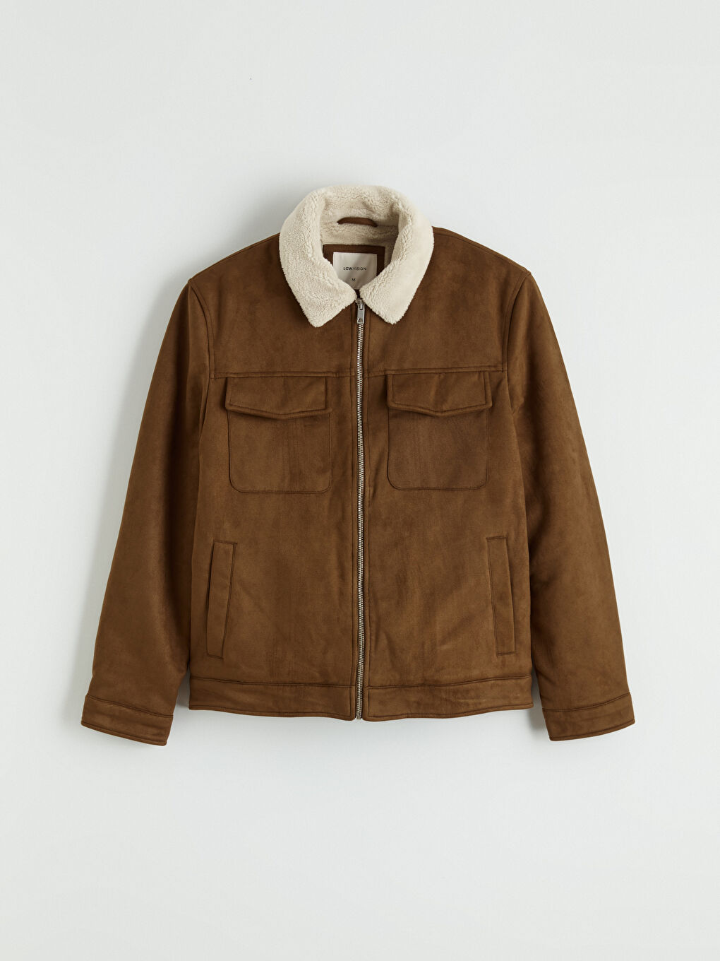 Manteau Homme Svelte en Suède à Col en Fourrure-5