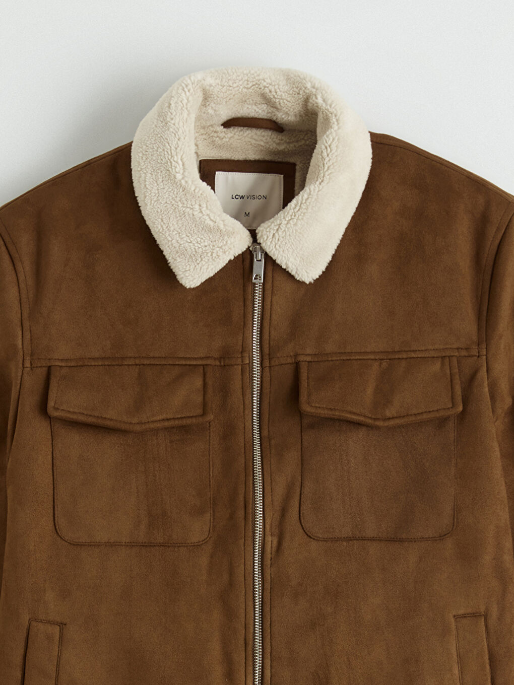 Manteau Homme Svelte en Suède à Col en Fourrure-7