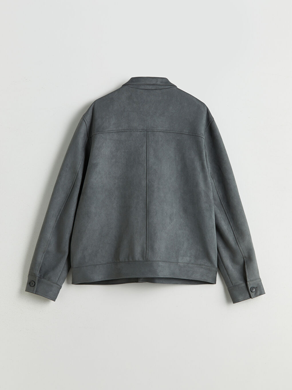 Standard Fit Collared Neck Suede Men's Coat-2