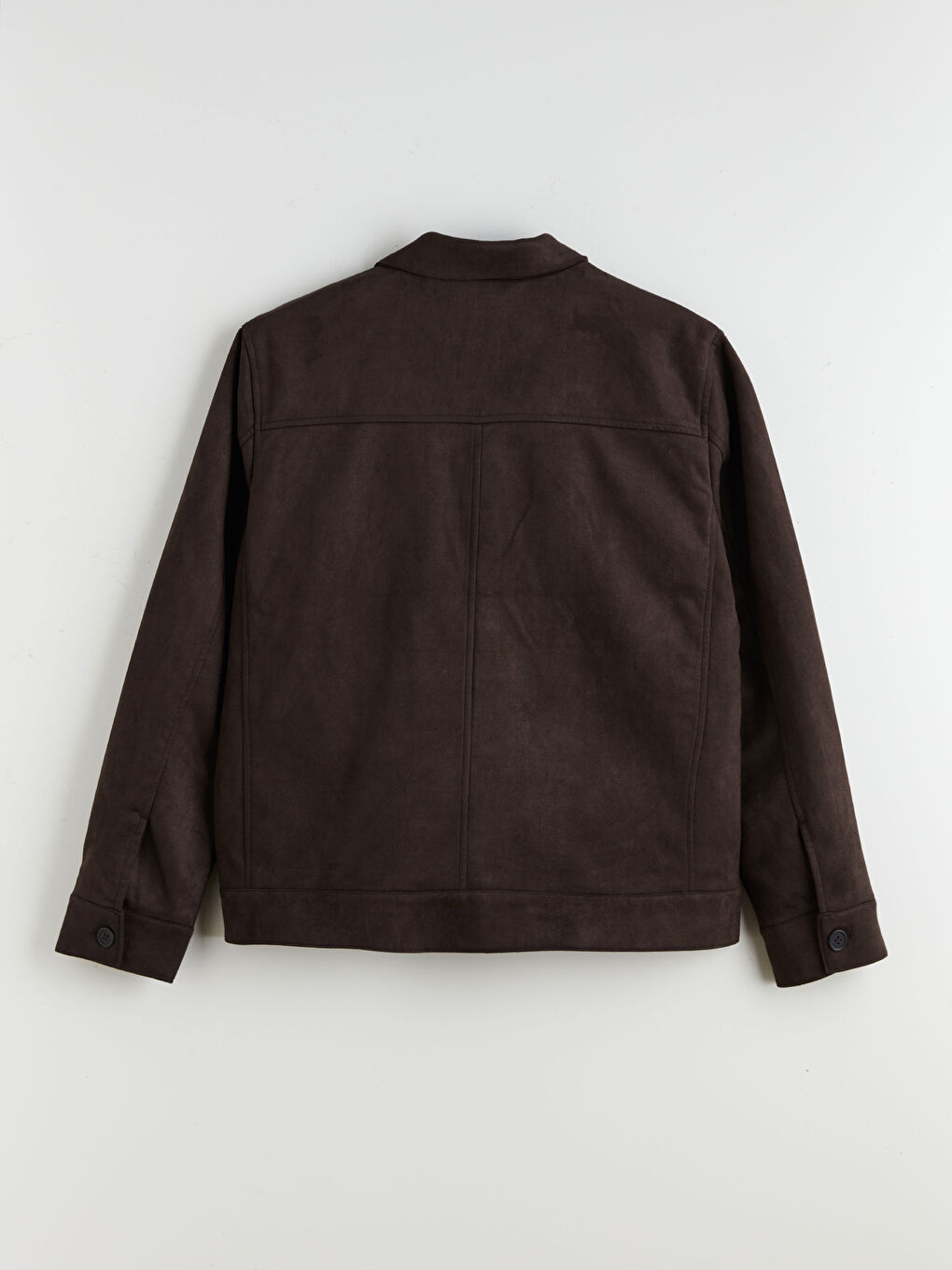 معطف رجال بياقة بلي كول بقماش جلد سويد عادي-6