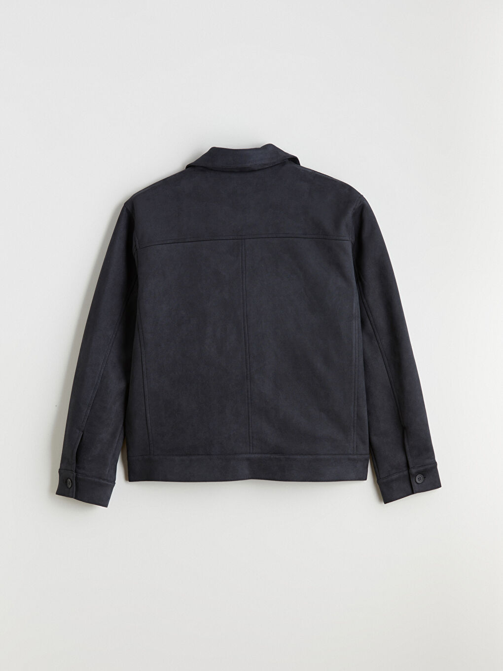 معطف رجال بياقة بلي كول بقماش جلد سويد عادي-7