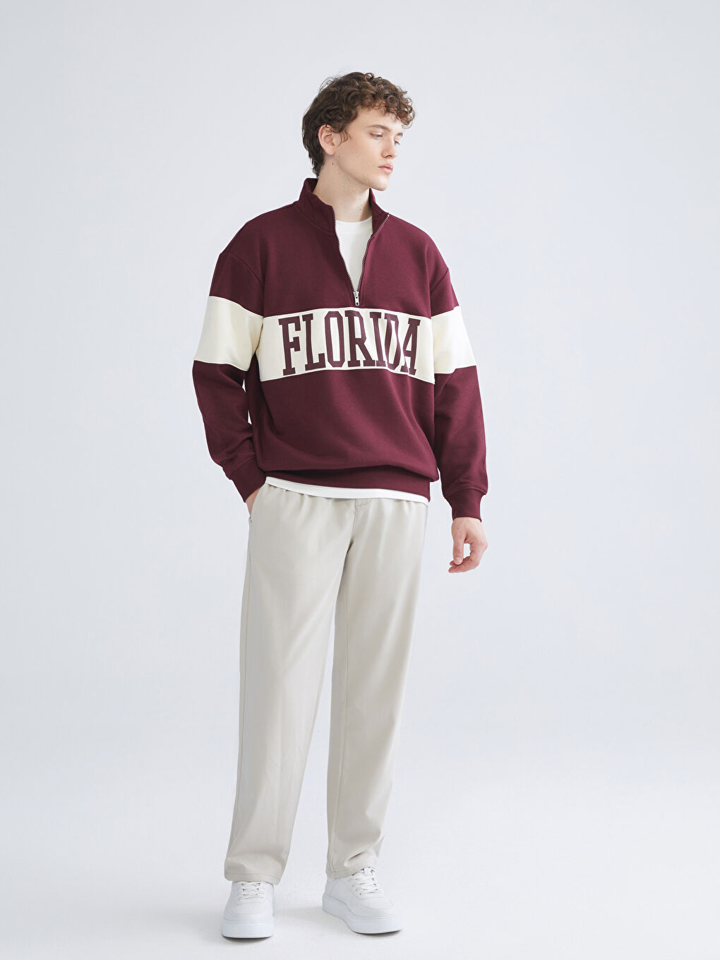 XSIDE Funnel Neck Printed Men's Sweatshirt -W54578Z8-ZAL