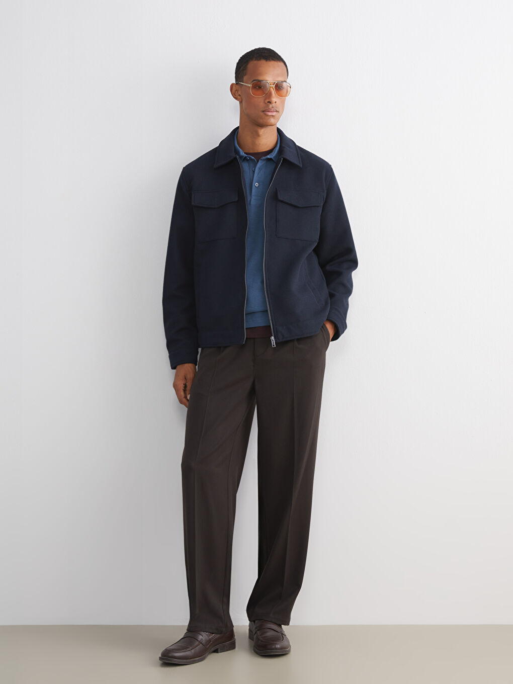 Мужская куртка стандартного кроя с отложным воротником-1