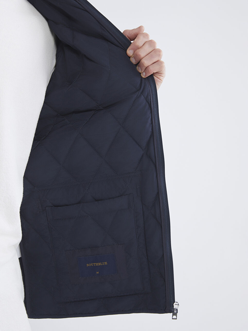 Lacivert Standart Kalıp Kadife Yaka Erkek Mont-3