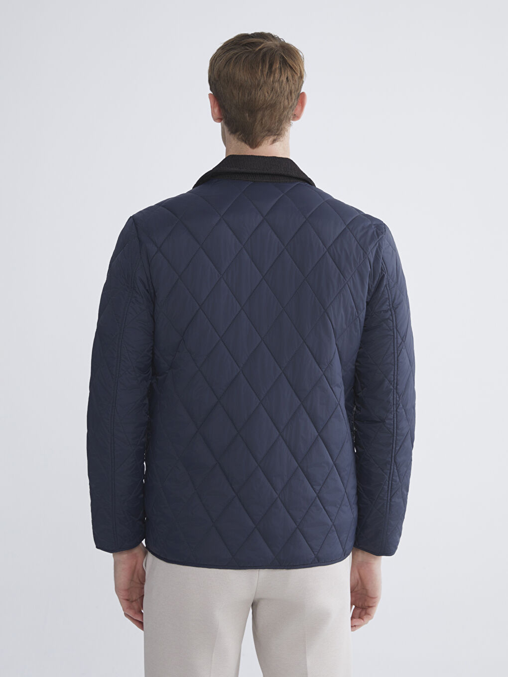 Lacivert Standart Kalıp Kadife Yaka Erkek Mont-4