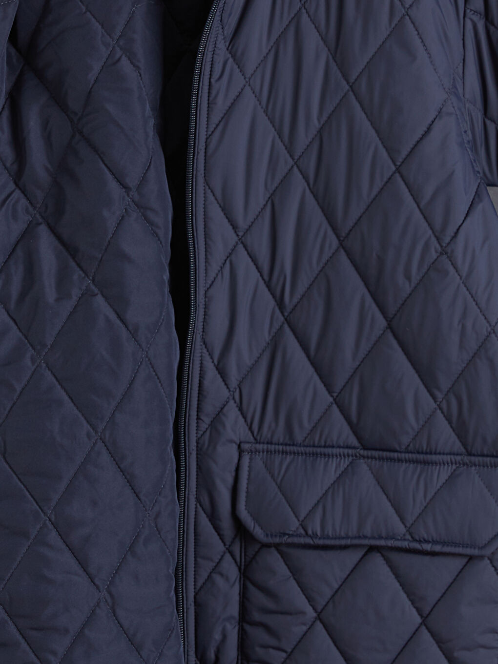 Lacivert Standart Kalıp Kadife Yaka Erkek Mont-6