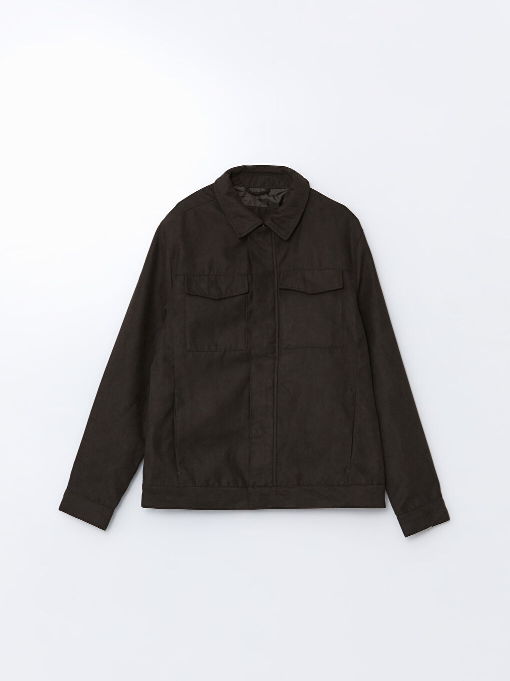 Standard Fit Collared Neck Suede Men's Coat-5