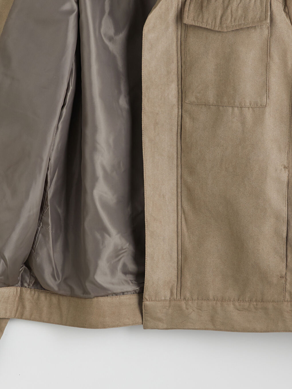 Standard Fit Collared Neck Suede Men's Coat-6
